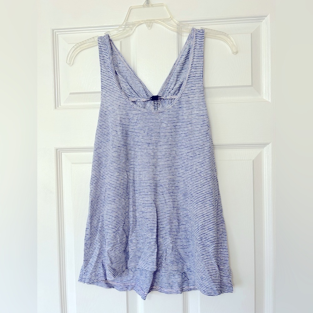 J Crew tank top, v neck, blue and white stripes, Small